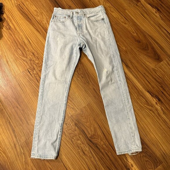 Levi's Denim - Levi's 501 Women’s Jeans Button Fly Light Wash Straight Leg 26x30 Distressed